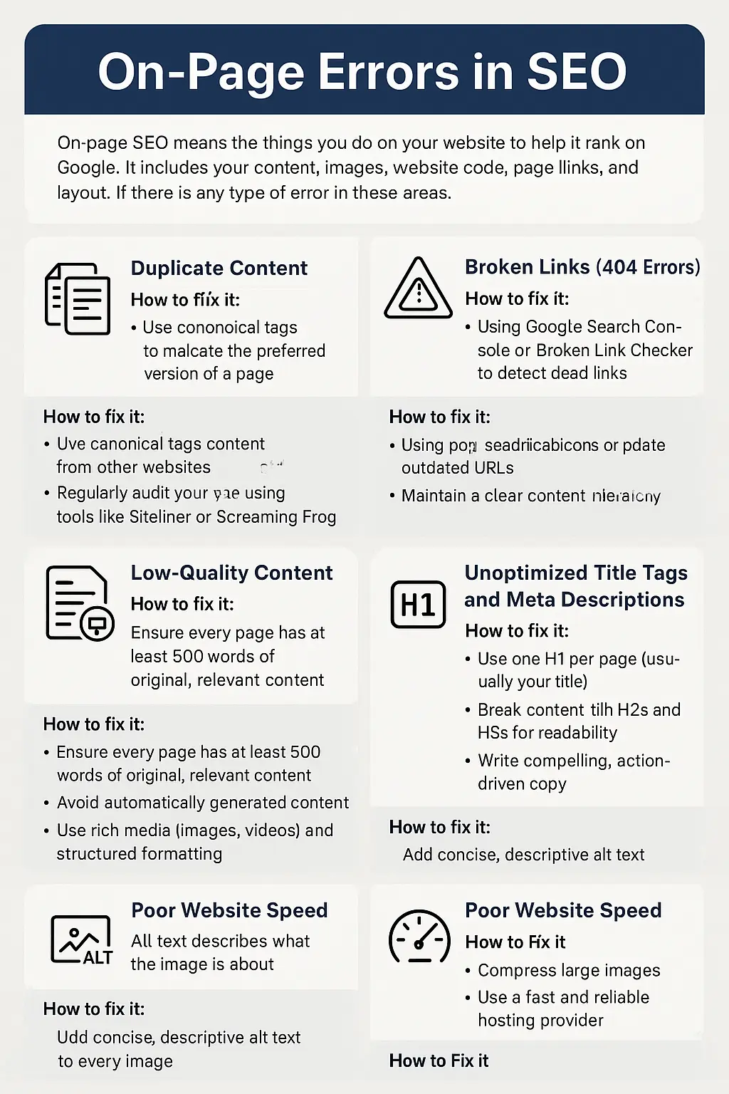 On-Page Errors in SEO